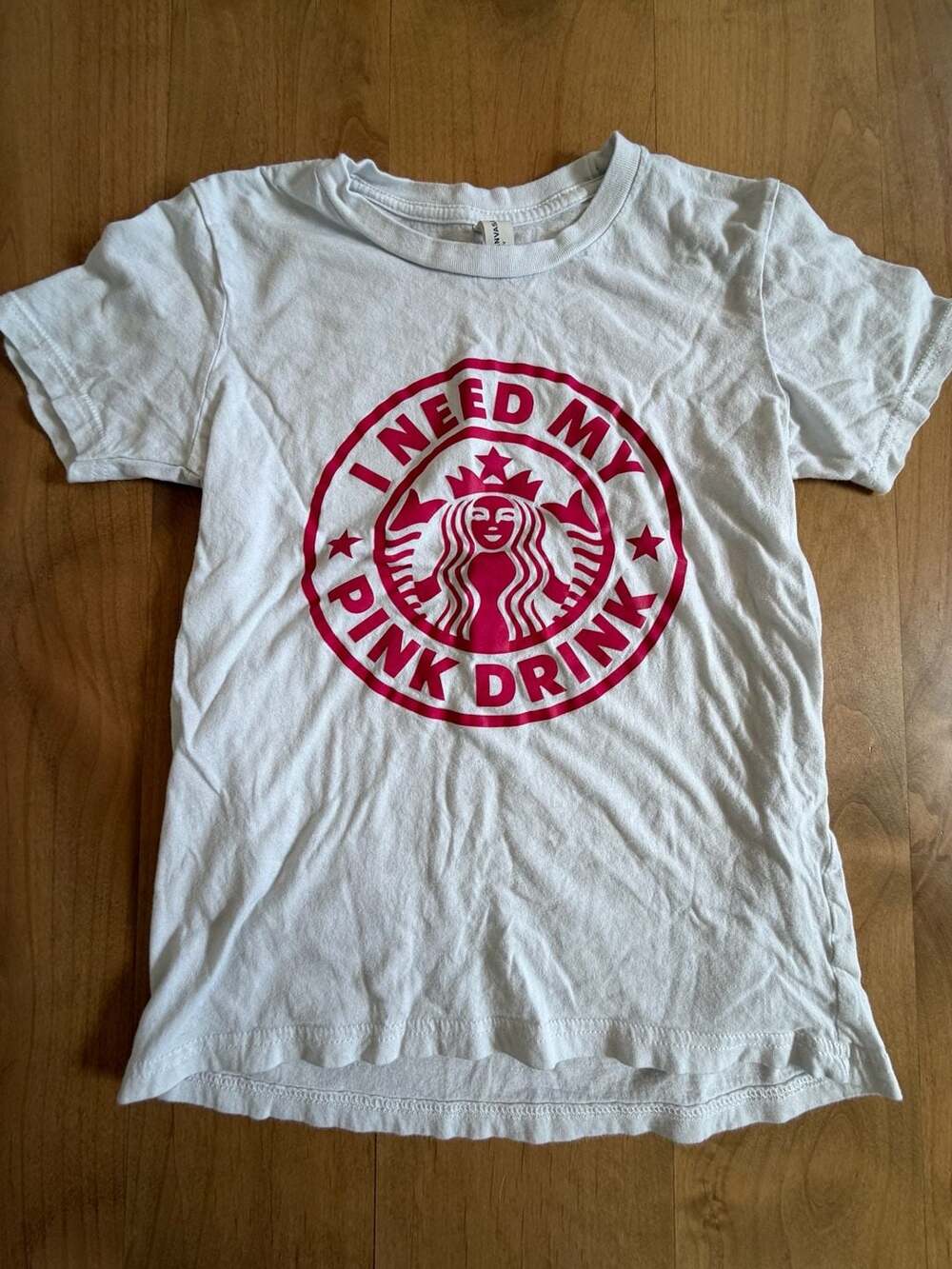 Bella Canvas Kids Pink Drink Graphic T-Shirt Size M 10-12 White